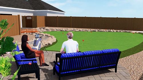 3d rendered backyard putting course design