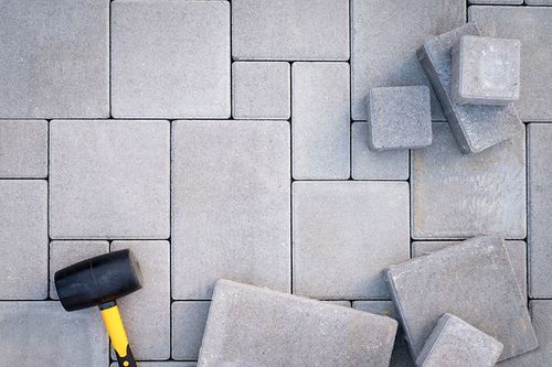 paver patio being installed