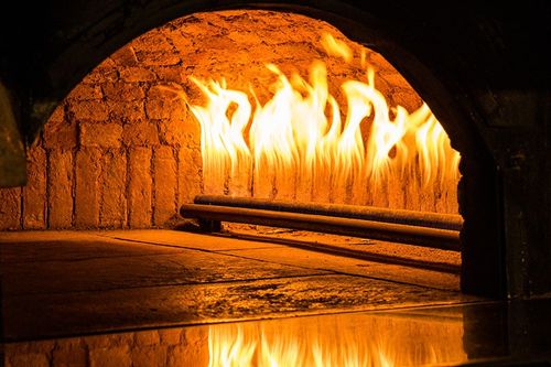 inside view of a outdoor wood-fire oven